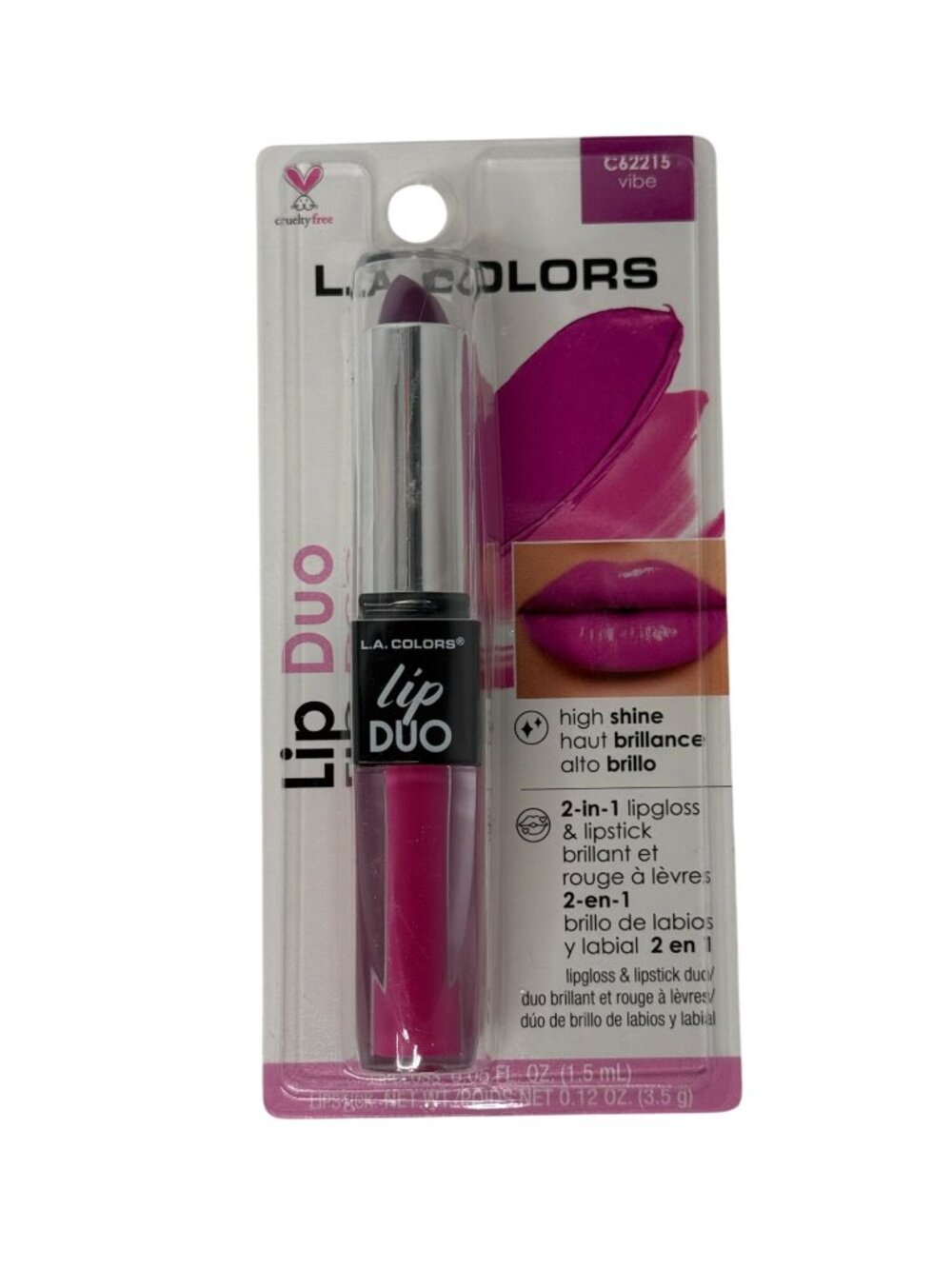 LA Colors Lip Duo Vibe C62215 Lipstick & Lip Gloss New